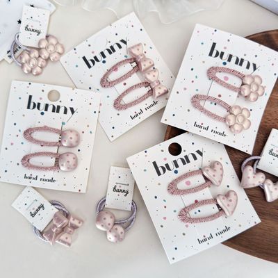 浅橘花朵波点爱心蝴蝶结儿童BB夹