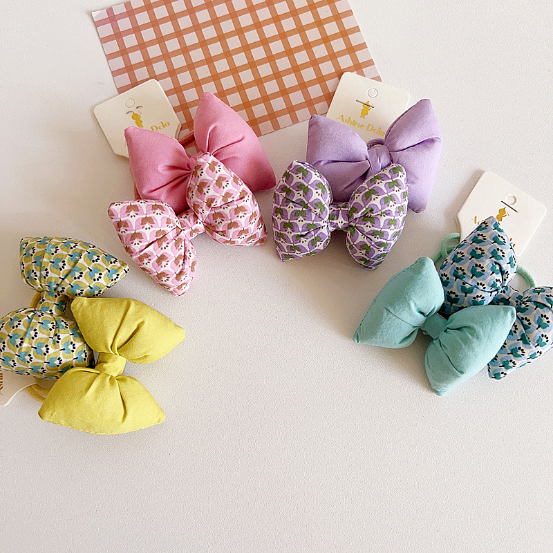 新款ins甜美撞色碎花小枕头发圈