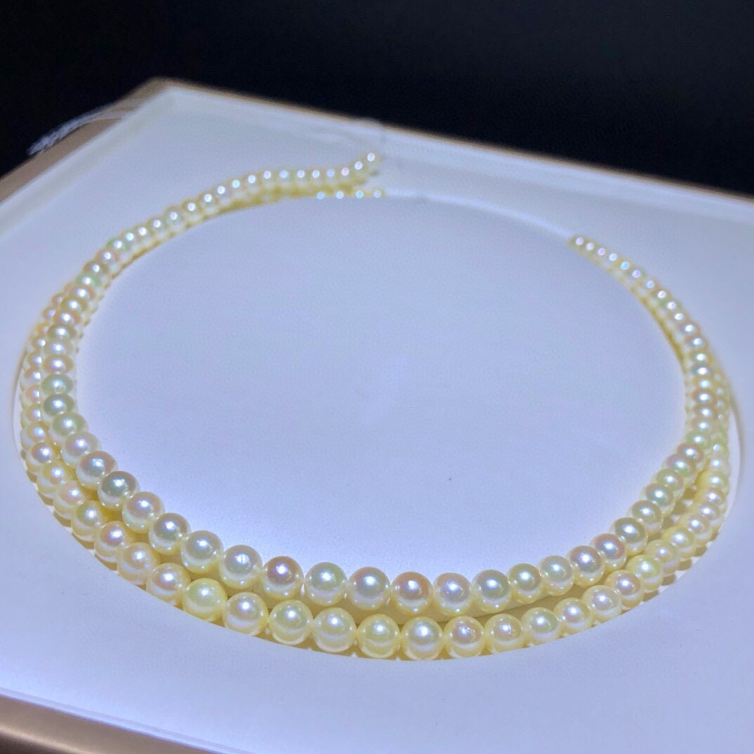 特价秒 金粉淡金色天然海水珍珠项链 浅金色 5-6mm