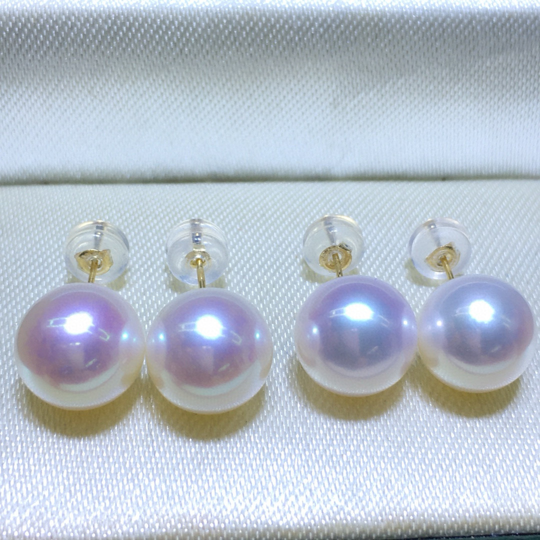 媲美海水akoya高品质天然淡水珍珠耳钉 11-12mm宝石天女珠光18k金