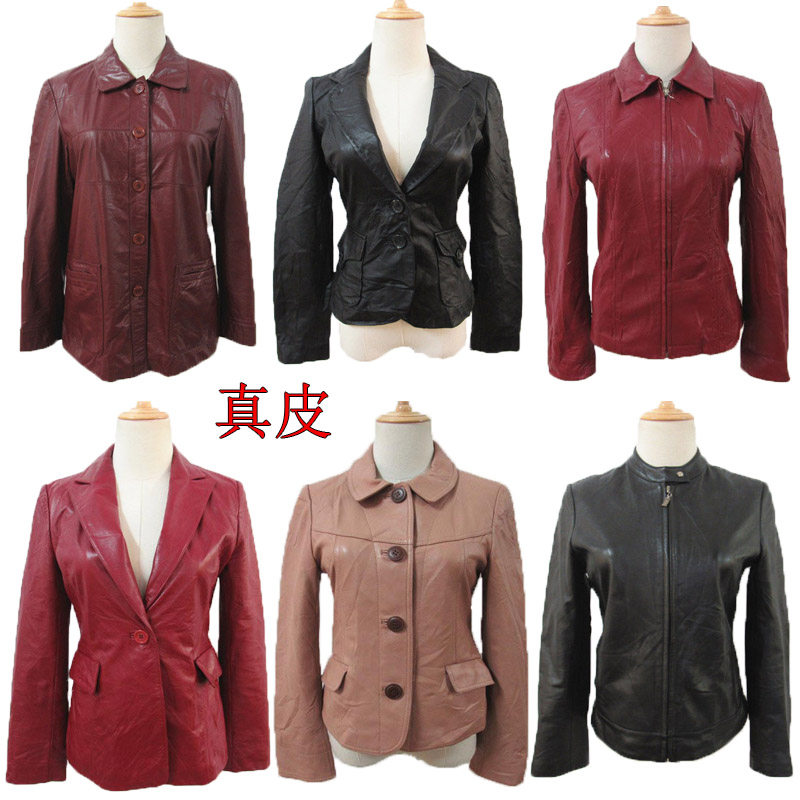 古着复古修身80年代感时尚真皮皮衣牛羊皮纯色个性原单西装外套