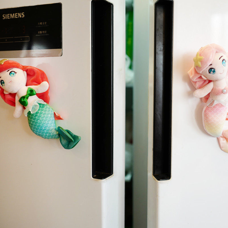AMERICAN ANIME PLUSH REFRIGERATOR STICKERS CREATIVE MERMAID CARTOON REFRIGERATOR THREE-DIMENSIONAL DOLL HOME DECORATION MAGNET