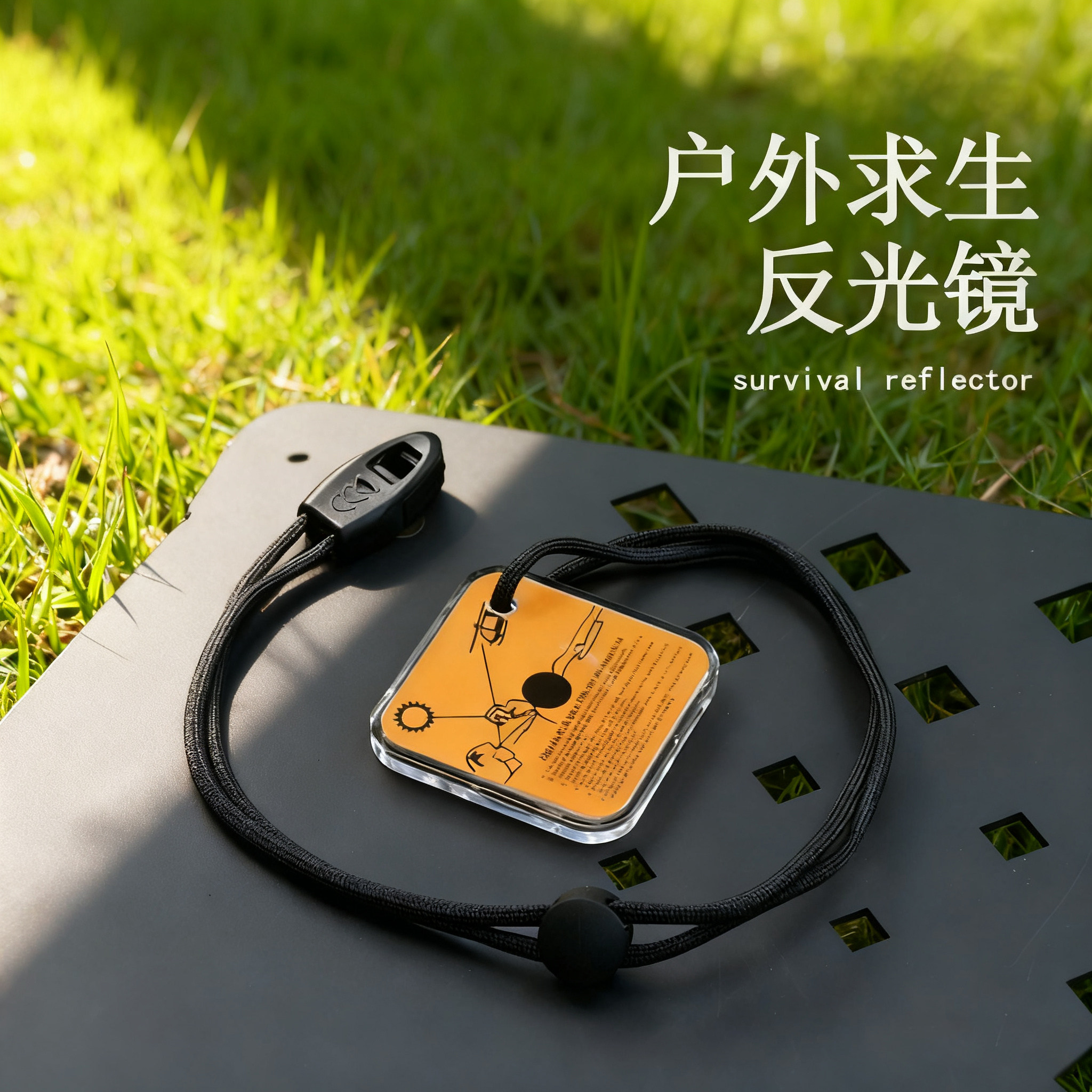 户外EDC不锈钢多功能反光镜