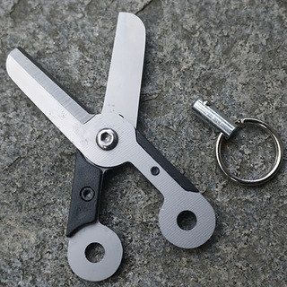 不锈钢剪刀 实用EDC迷你小剪刀 带有弹簧插销 户外随身挂件