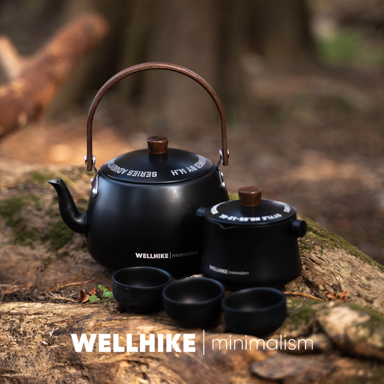 WELLHIKE云驰泡茶具钛灰色户外露营旅行徒步便携滤茶水壶三杯器具