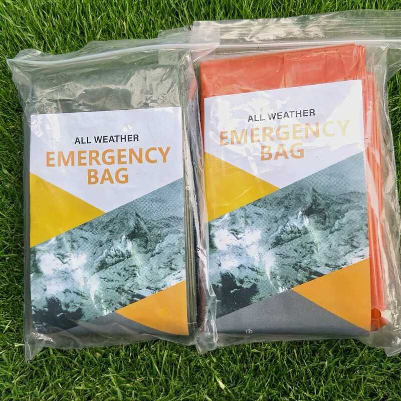 户外便捷式急救睡袋 专业登山紧急睡袋防风风雨应急睡袋pe橙绿银