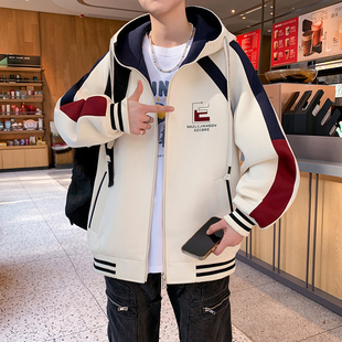 外套男孩青少年初高中学生大童港风帅气百搭春秋款 连帽夹克上衣潮