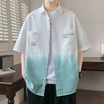 夏季青少年透气短袖衬衫亲肤凉快不变形初高中男孩校园时尚服装潮