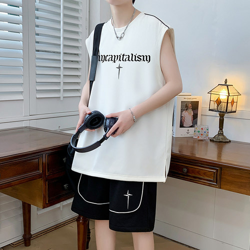 初高中学生运动套装男孩夏季新款青少年宽松休闲短袖短裤两件套潮