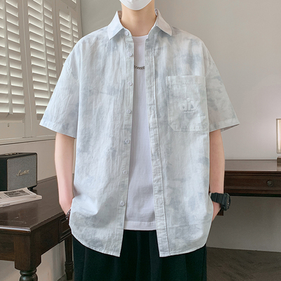 2026夏季男孩短袖衬衫青少年潮流格子衬衣初高中学生清爽显瘦外套