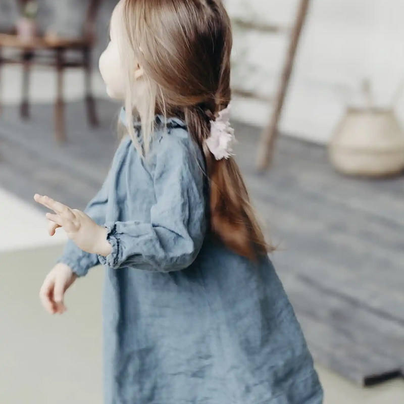 lapetitealice同款纯亚麻儿童连衣裙小爱系列手工刺绣女宝长袖裙