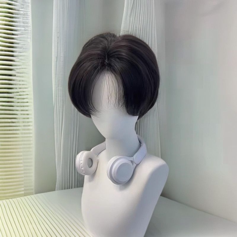 韩版碎盖中分短发男士假发