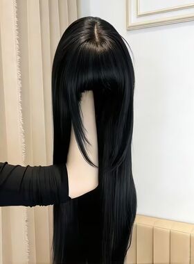 萌妹头发黑长直慵懒自然蓬松头套