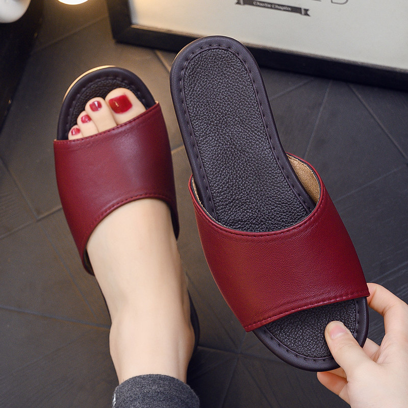木地板羊皮拖鞋女居家室内真皮家用防滑防臭软底静音无声夏天男士