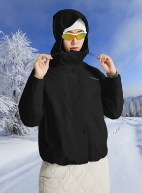 探路者黑粉色冲锋衣女含羽绒服内胆两件套可拆卸TAWWBN92722-K513