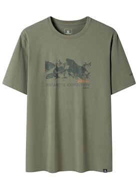 2026新款探路者质感棉短袖男士T恤圆领山峰图半袖打底TAJJAO81239