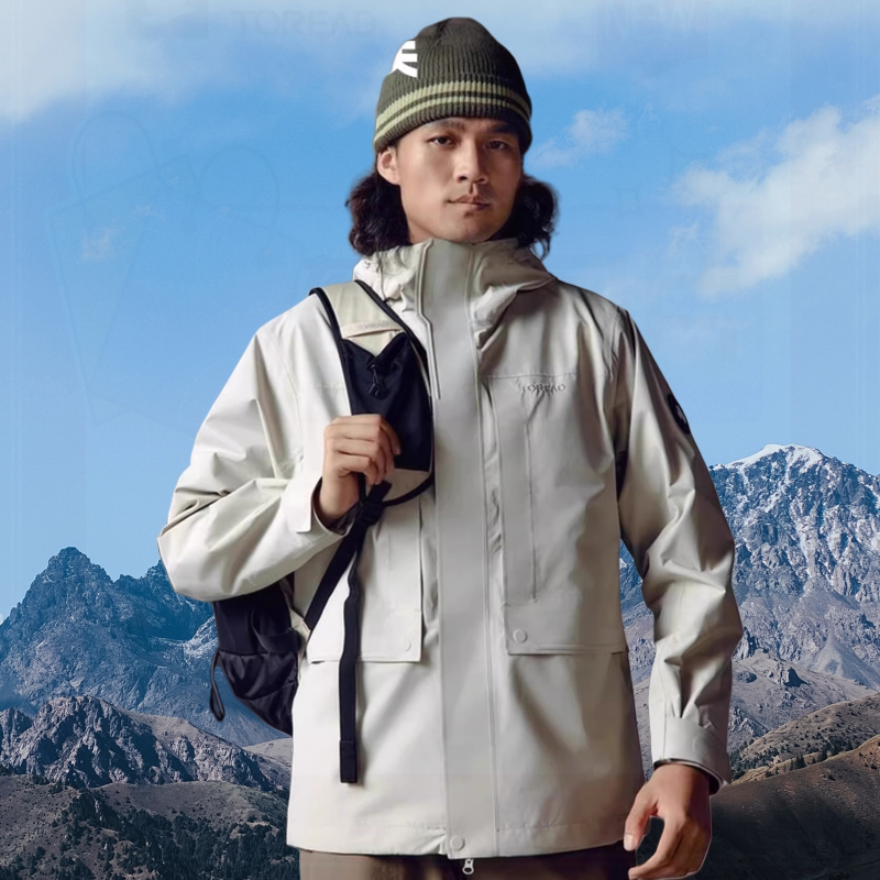 探路者三防冲锋衣男工作服时尚设计感抓绒衣内胆TAWWBM91752-G84X