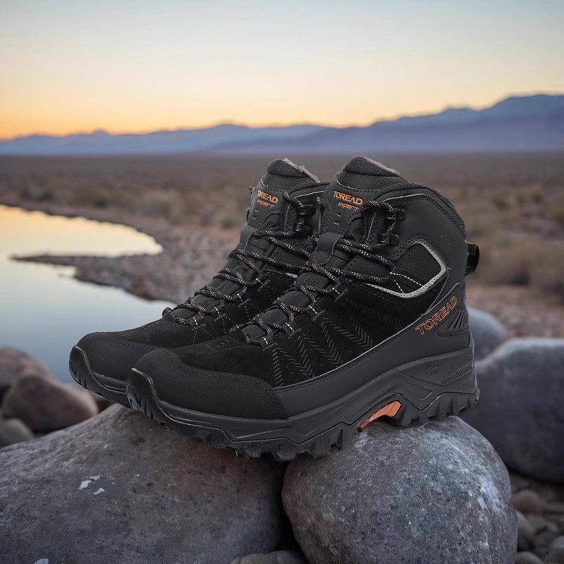 探路者男鞋2024秋冬新款情侣登山鞋TFBBBM91703-G01X黑色92703女