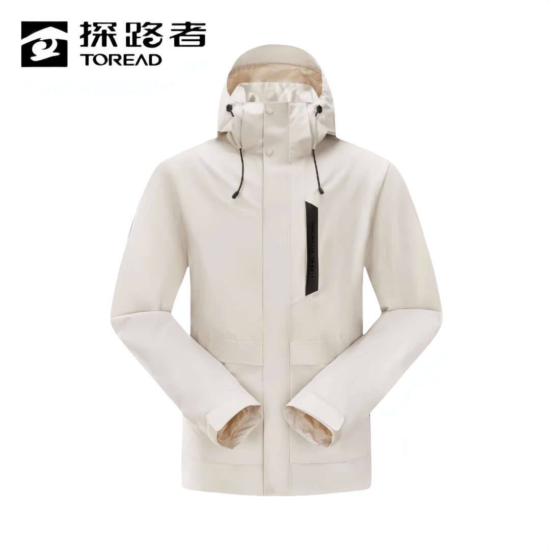探路者三合一套绒冲锋衣男女白色秋冬登山服TAWWBL91772 92766