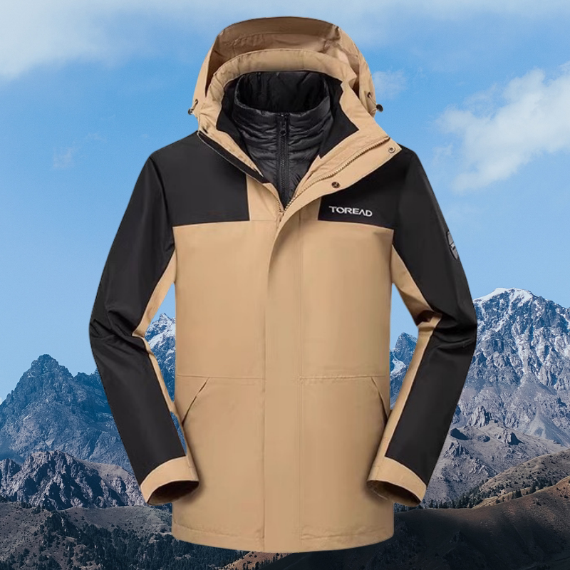 探路者三合一套羽绒服冲锋衣男女通穿情侣秋冬厚外套TAWWCL90817