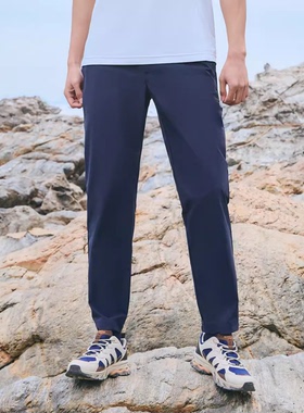 探路者男功能裤黑色2024春夏新户外旅行速干长裤TAMMBM81820-G01X