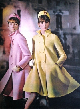 欧尚高级定制浅黄色高领羊毛大衣冬季双排扣外套女中短款法式优雅