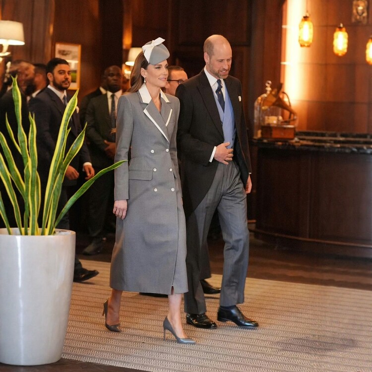 高级定制凯特王妃同款浅灰色西装连衣裙大衣长款修身通勤商务西服