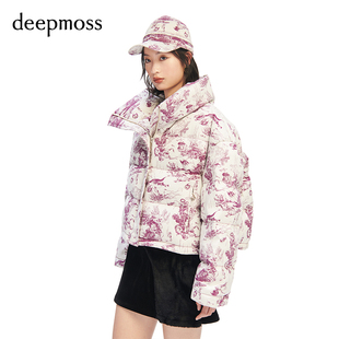 保暖海洋舞会提花羽绒短外套 2023秋冬新款 deepmoss 女装 时尚