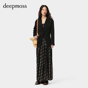 女装 优雅休闲气质褶裥收腰西装 时尚 deepmoss2024高级感感新款 春款