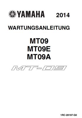 雅马哈 MT09E/A 2014 yamaha 维修手册 全车零件扭矩 线路图资料