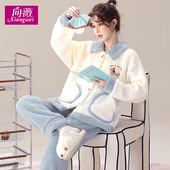 甜美可爱可外穿珊瑚绒睡衣两件套秋冬天新款 女士法兰绒保暖家居服