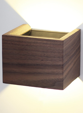 光盒壁灯实木简约86接线盒床头阅读灯卧室酒店日式立方形现代墙灯