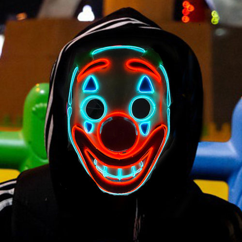 绿毛小丑发光LED全脸面具