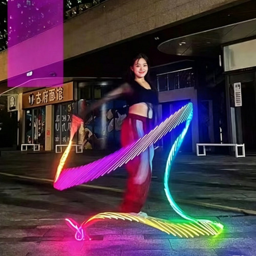 LED幻彩流水发光飘带舞台演出道具手持发光带蹦迪酒吧派对氛围灯
