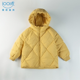 1001夜女中童连帽羽绒服冬季新款韩版纯色女童外穿防寒保暖衣