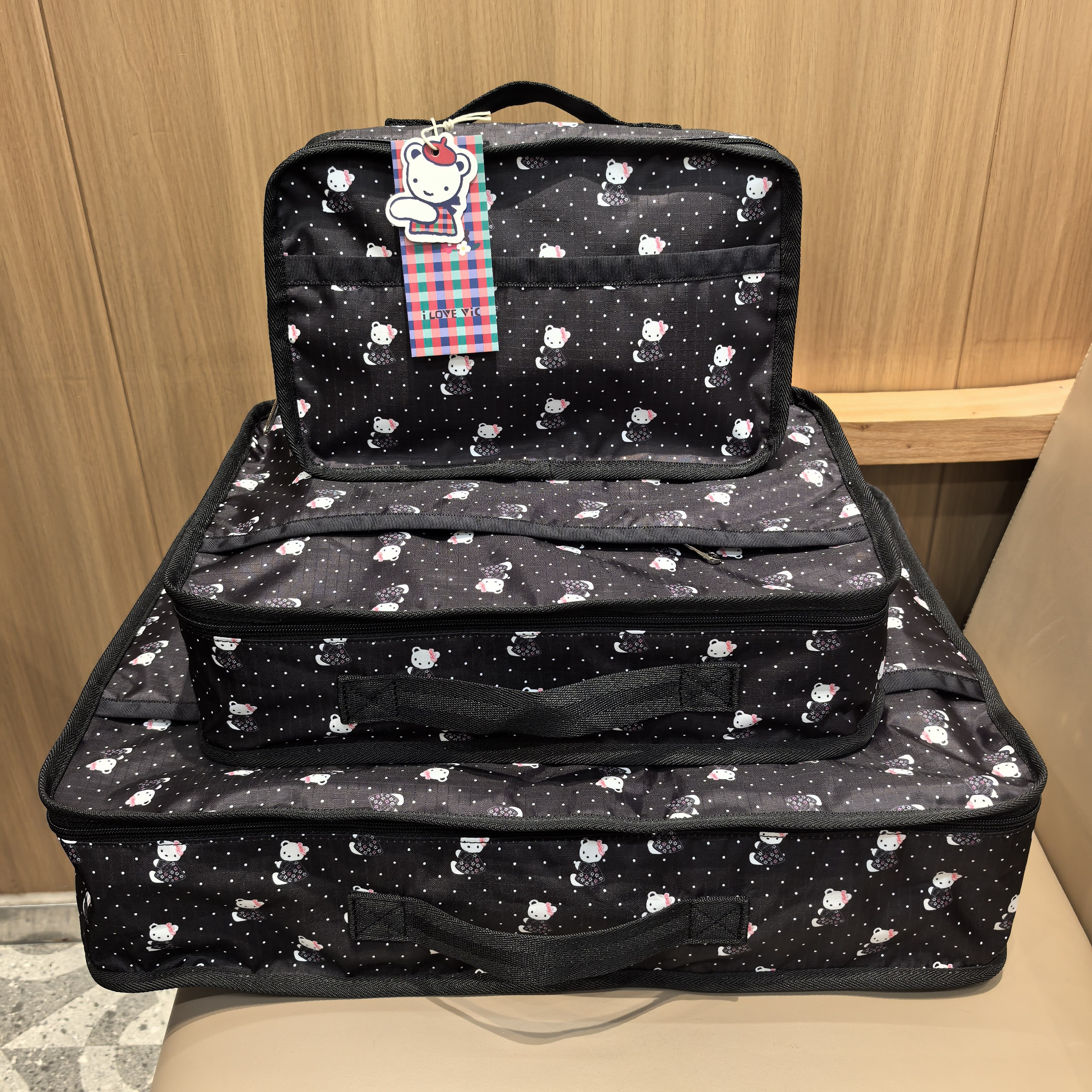 新蝴蝶结小熊一套三衣物收纳包旅行箱内胆包手拎幼儿园被子整理袋