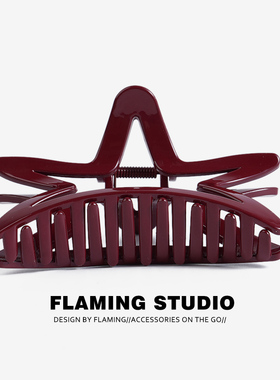 五角星个性红色抓夹女生头饰鲨鱼发夹大发量后脑勺夹子盘发高级感