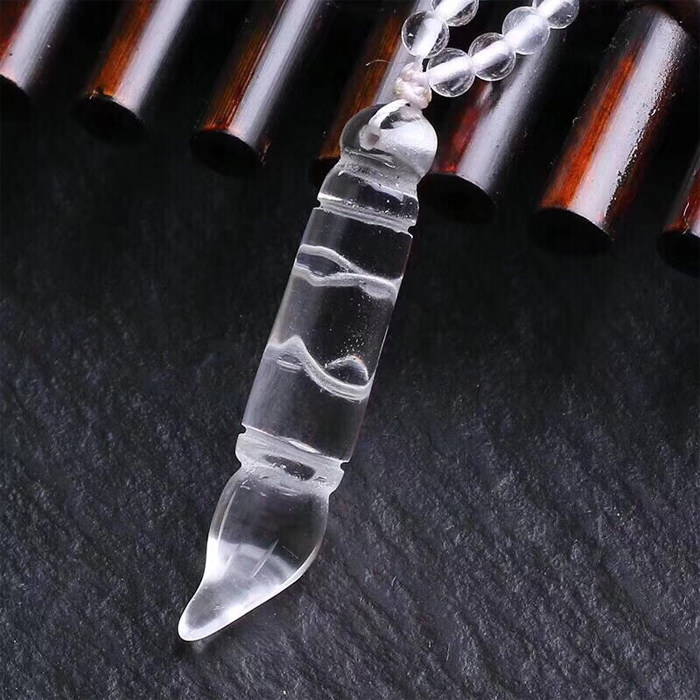 天然白水晶文昌笔吊坠 白水晶文峰笔吊坠 白水晶文采笔吊坠