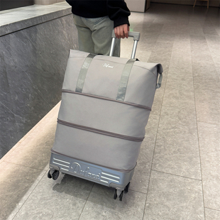 万向轮背拉两用旅行包带拉杆新款 行李袋收纳包瑜伽待产出差手提包