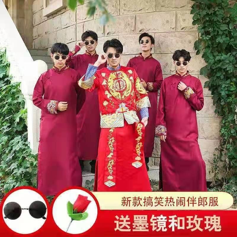 伴郎服中式新款接亲伴郎服男兄弟伴郎礼服新郎服装中式伴郎服男