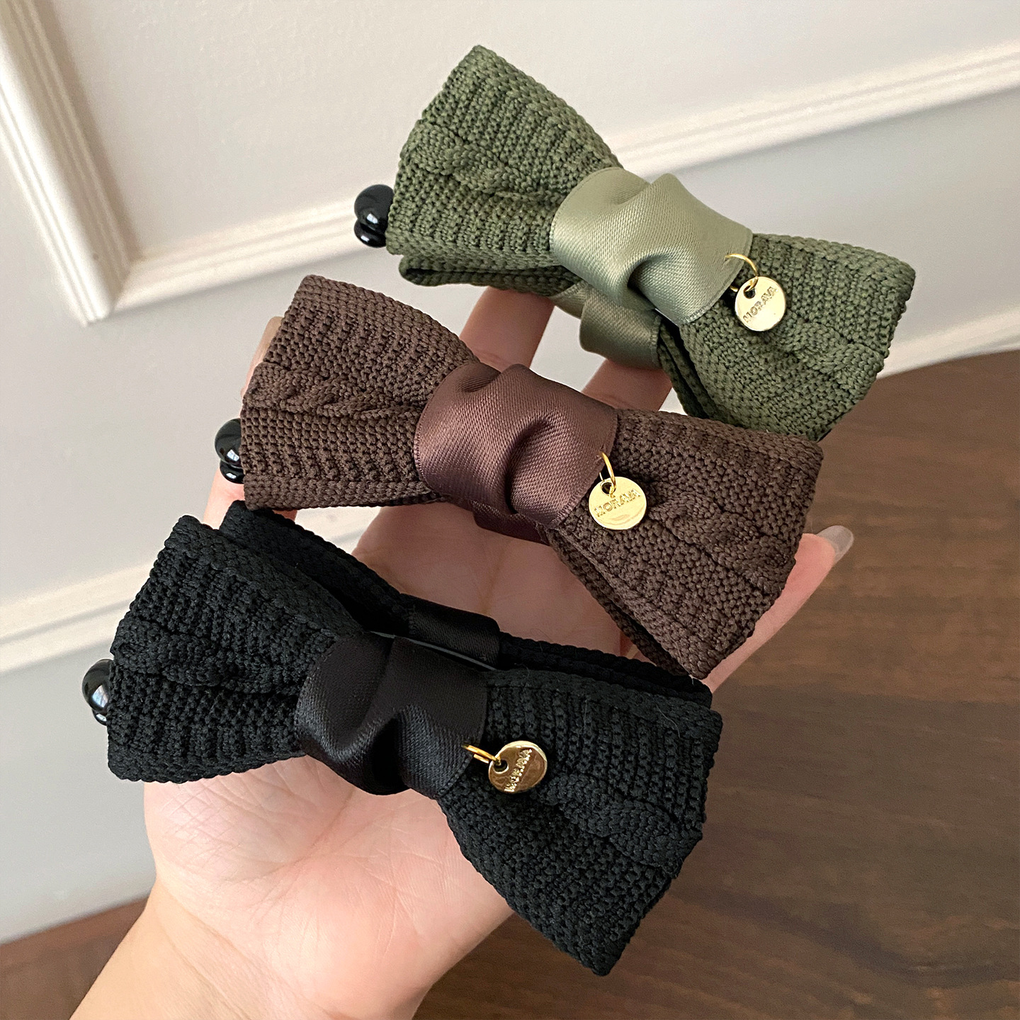 复古针织蝴蝶结香蕉夹女后脑勺大号防滑高马尾香蕉夹竖式发卡新款