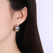 时尚 925纯银耳钉韩版 小众设计耳环车花女高级感AB款 简约耳饰