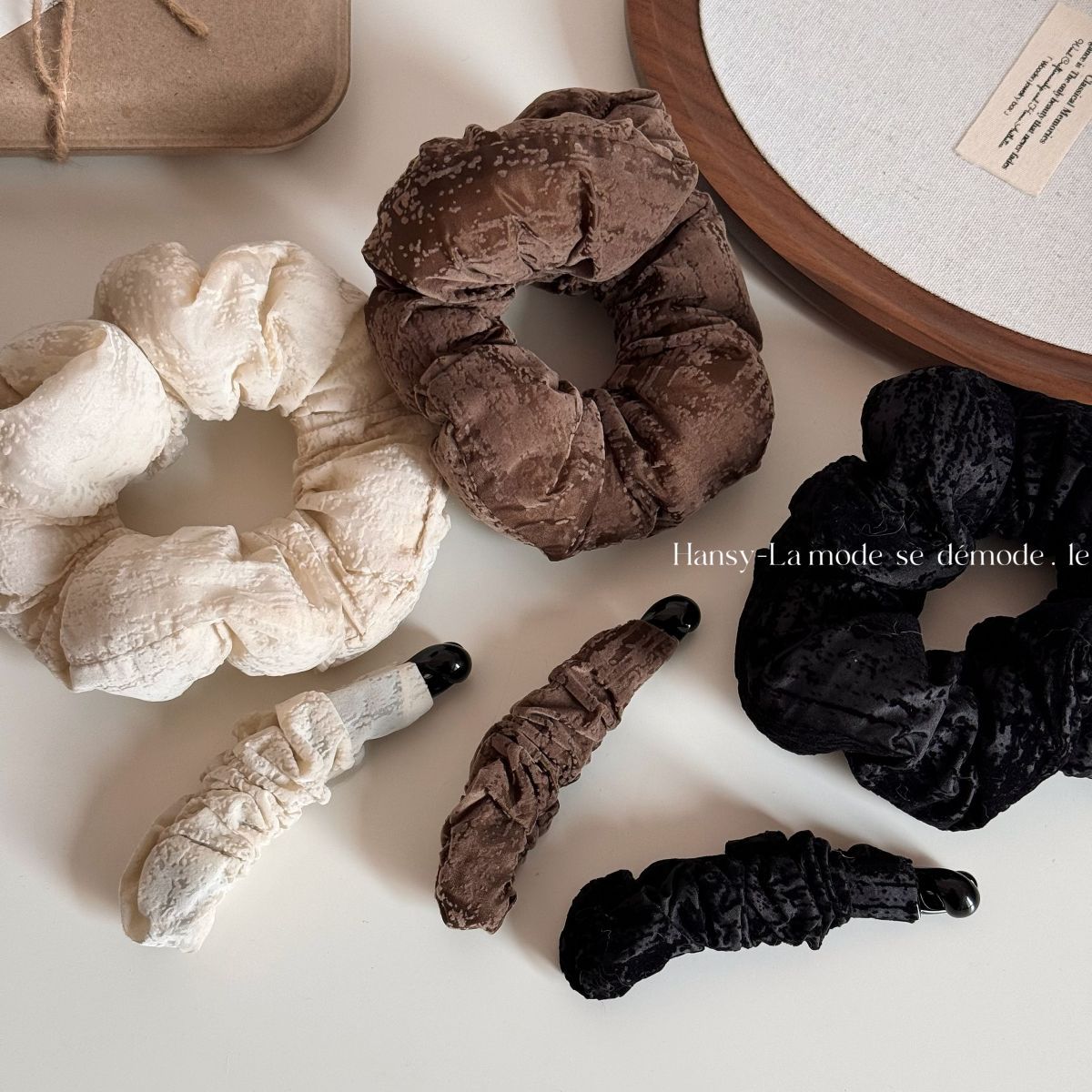 做旧植绒发夹女布艺香蕉夹大号发量多竖夹法式复古小众发卡马尾