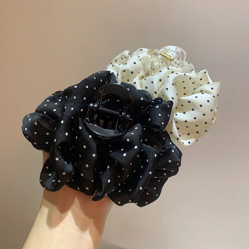 韩系黑白波点云朵褶皱抓夹女2025新款高级感气质鲨鱼夹慵懒风头饰,饰品/流行首饰/时尚饰品新,民族风发饰,淘宝优惠券,粉丝福利购,淘宝优惠卷