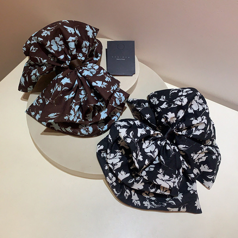 复古深色系碎花三层蝴蝶结抓夹淑女气质甜美半扎发低马尾发抓夹子,饰品/流行首饰/时尚饰品新,民族风发饰,淘宝优惠券,粉丝福利购,淘宝优惠卷