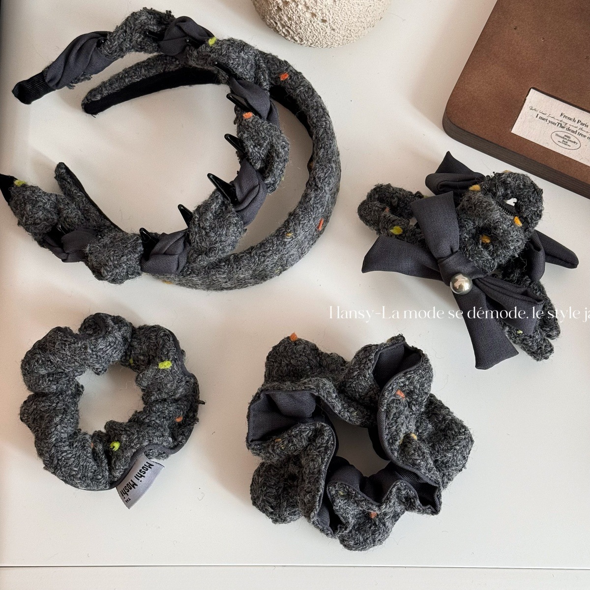 彩点布艺高颅顶发箍女高级感简约宽边防滑带齿头箍洗脸发卡头饰