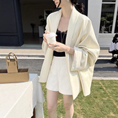 GRACETINAHOO春新法式 廓形肌理感翻领极简慵懒随性外套皮衣WTA691