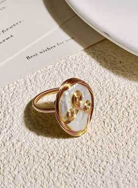 鹿西珠宝巴洛克珍珠戒指饰品食指小众设计轻奢精致法式气质开口指