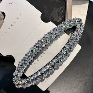 韩国新品闪钻发夹椭圆镂空刘海侧边碎发夹子ins网红少女顶夹发卡