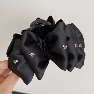 优雅气质缎面泡泡抓夹女大号发量多鲨鱼夹子后脑勺发夹盘头发饰